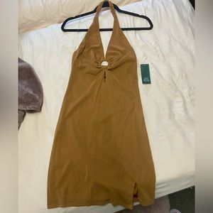 Wild Fable Brown Shimmer Halter Dress